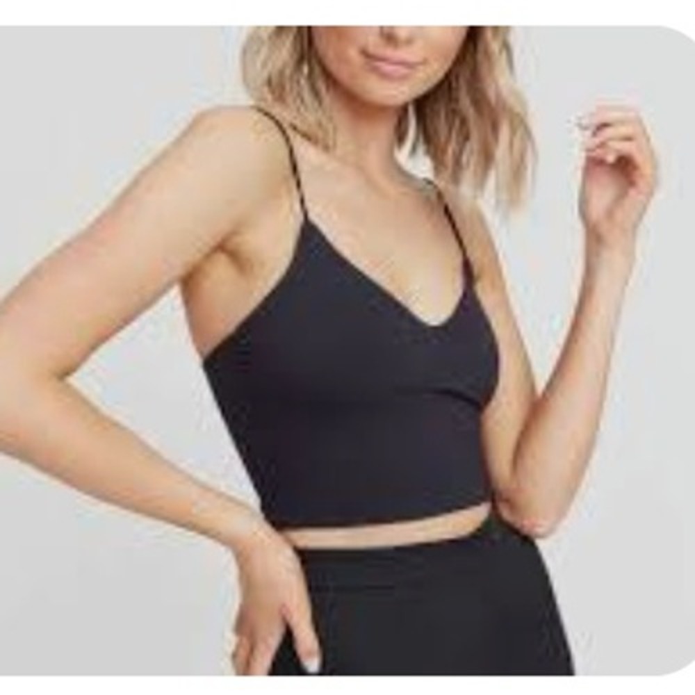 Kookai Angela Crop Top Black V-Neck Spaghetti Strap Camisole Size 0 NEW